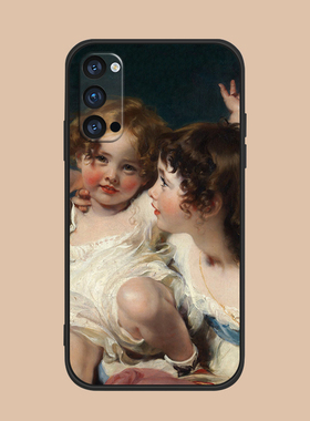 适用于oppo手机壳硅胶r17/renopro/5/7可爱女孩findx3欧美油画ace2