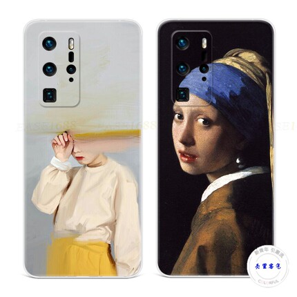 油画抽象少女适用于华为p60手机壳P50p40p30P20pro+文艺简约p10p9plus女款软e十art