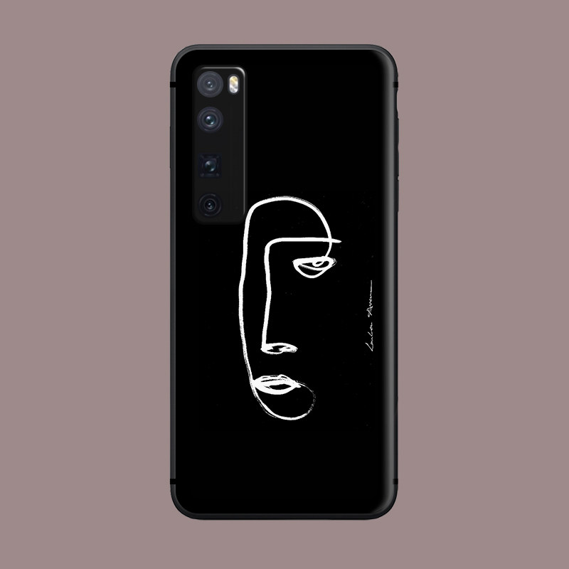 适用于简约磨砂华为7pro手机壳nova9/8se//5i冷淡风北欧简笔画ins