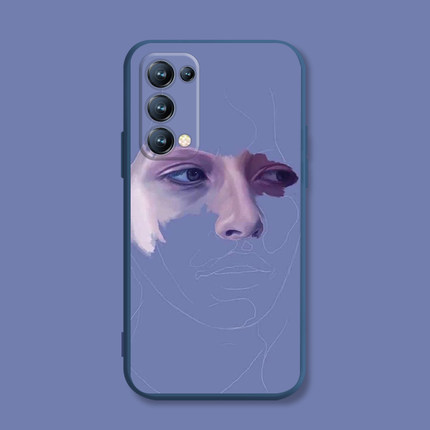 适用于oppo手机壳reno/5pro/7se液态硅胶findx3/ace2/r17复古艺术