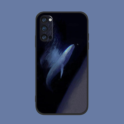 适用于oppo遨游鲸鱼Reno/5/7pro手机壳ace2硅胶findx3/R17/R15唯美