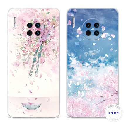 日系樱花适用于华为mate30手机壳40pro+50文艺20x插画10e唯美9女款8