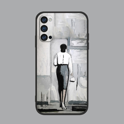 适用于oppo手机壳硅胶r17/renopro/5/7少妇背影findx3创意艺术ace2