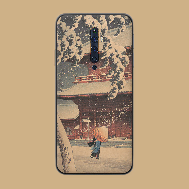 适用于浮世绘r17手机壳oppoFindx3pro日系reno/5/7se艺术ace2硅胶