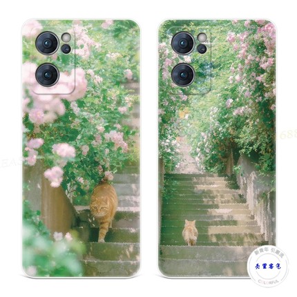 花径小猫咪9适用于oppo reno7手机壳8pro+6小清新4se可爱5k文艺3元气版2z女款Ace软十