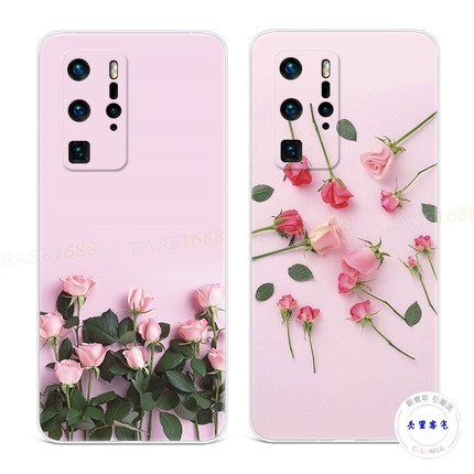 适用于粉色玫瑰花华为p40手机壳P60P50p30p20pro+少女心p10p9plus文艺女款软e十art