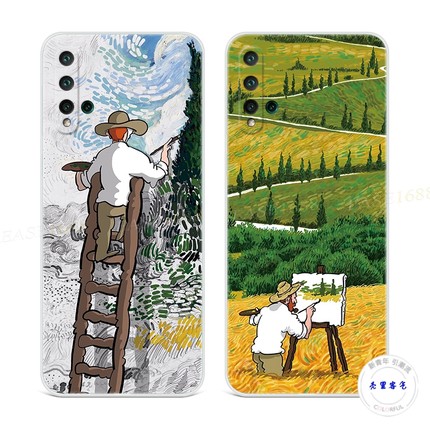 适用于艺术创意梵高华为nova5pro手机壳6se3i4e2s油画风z文艺女款软