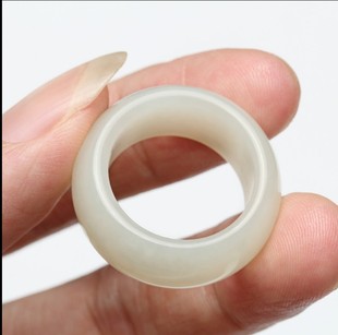 和田色白玉戒指 羊脂色玉昆仑色白玉指环男女款玉石戒指扳指百搭