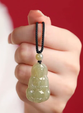 清水色观音大士吊坠男女款观音菩萨挂坠项链雕刻精美百搭