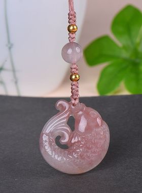 金丝玉金钱鱼玉佩年年有鱼玉吊坠颈饰挂件鱼跃龙门吊坠国风佩锦鲤