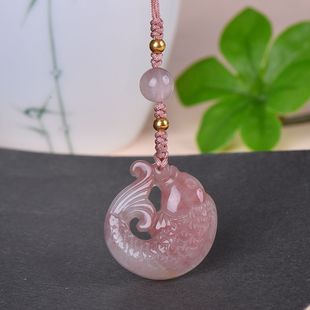 金丝玉金钱鱼玉佩年年有鱼玉吊坠颈饰挂件鱼跃龙门吊坠国风佩锦鲤