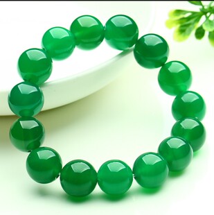 天然玉髓玛瑙缅甸翡翠玉手串阳绿A货冰种满绿手链珠链男女款正品