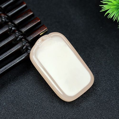 阿富汗玉和田藕粉色无事牌男女款情侣平安无事牌玉石吊坠玉佩挂件