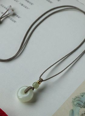 清水色平安扣吊坠男女款情侣挂项链挂件儿童浅青绿色挂坠百搭