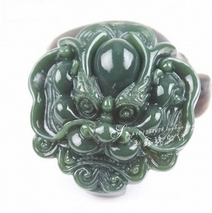 原石天然和田玉青玉鬼头皮带扣正品腰带扣 男士玉石腰佩腰挂件
