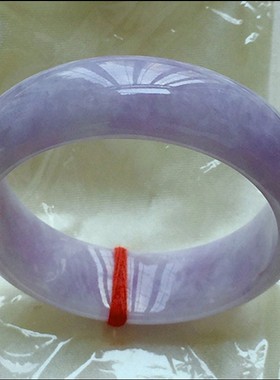 缅甸翡翠色玉手镯冰种紫色阳绿飘花春彩女款玉圆镯子时尚百搭处理