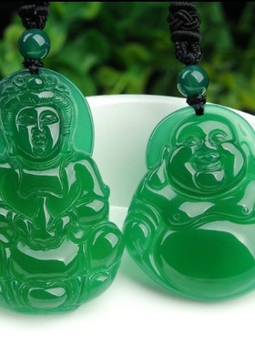 天然玛瑙玉髓翡翠冰种a玉佛观音如意佛公葫芦笑佛平安扣吊坠男女