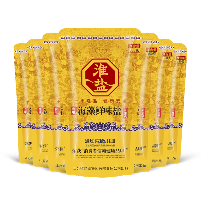 淮盐海藻鲜味未加碘家用食盐不加碘食盐细颗粒盐整箱批发