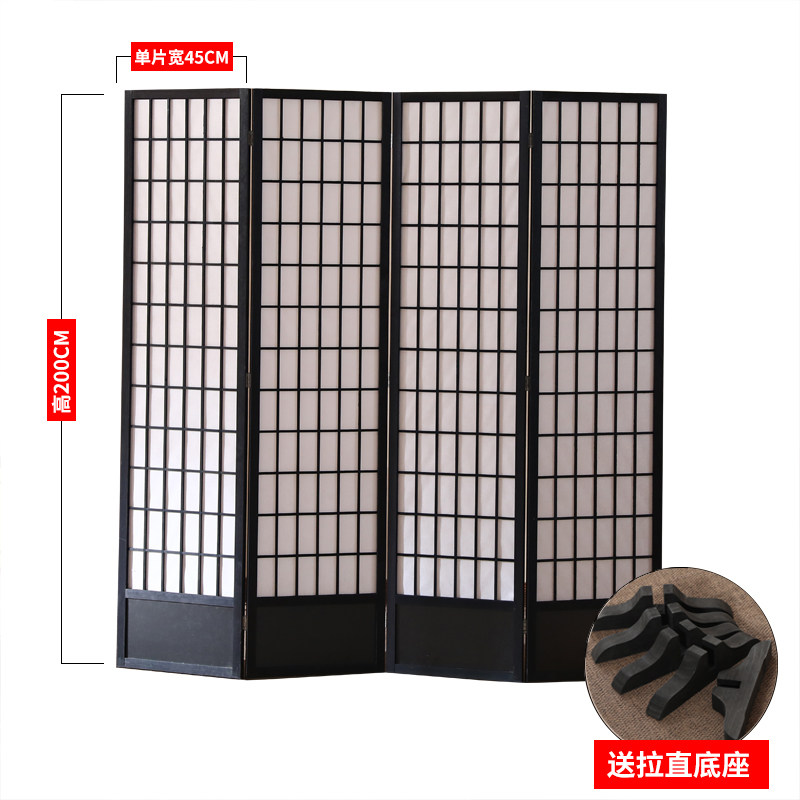 实木日式屏风带档板折叠简约墙移动隔断木质摄影背景折屏樟子格