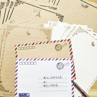 可邮寄航空信封复古情书信纸信笺套装复古创意中国风文具寄信信封