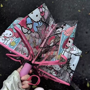 透明折叠雨伞全家福加厚加固自动伞女生高颜值学生上学用三折伞