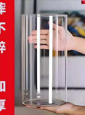鱼缸透明防摔仿压克力鱼缸简约圆筒斗鱼缸客厅办公室桌面家用造景