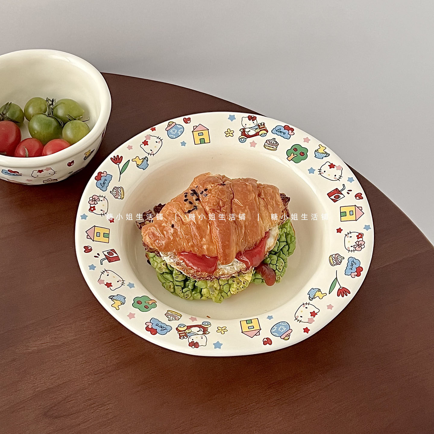 糖小姐 韩系ins风盘子家用可爱KT圆形菜盘水果沙拉草帽盘陶瓷餐具,餐饮具,盘,淘宝优惠券,粉丝福利购,淘宝优惠卷