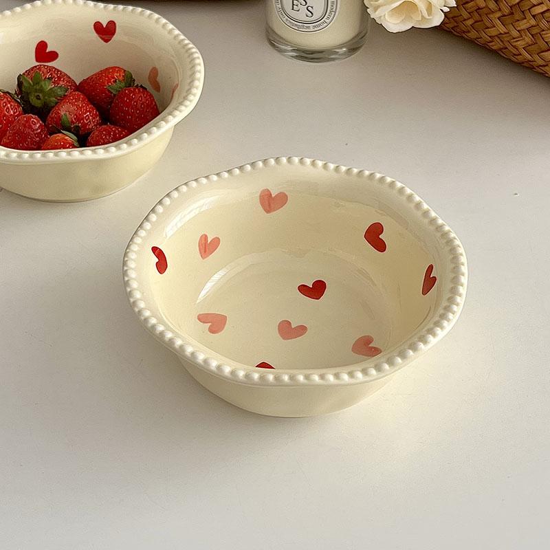 高颜值陶瓷珠珠边甜品碗