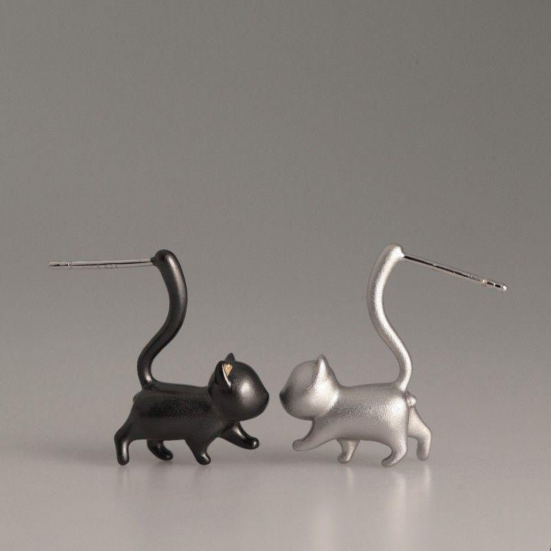 原创幸运设计喵星人小猫猫咪S999纯银耳钉女耳饰品