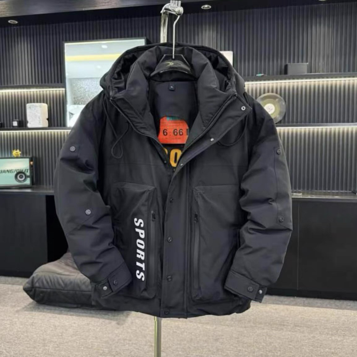 작업복 후드 내한성 다운 재킷 남성 겨울 두꺼운 재킷 캐주얼 루즈 화이트 오리 다운 재킷 내한 의류