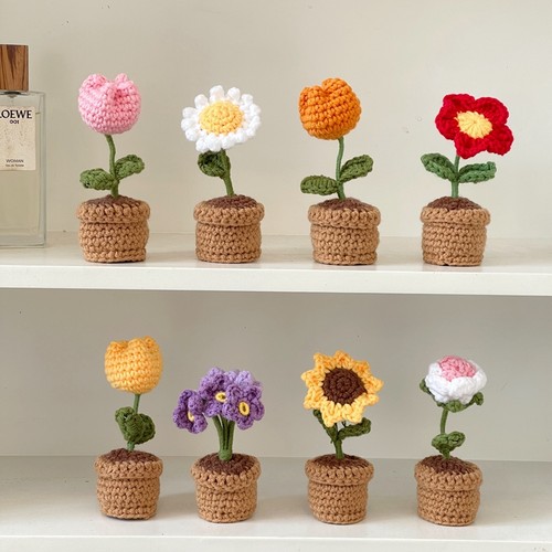 郁金香向日葵毛线花束礼物