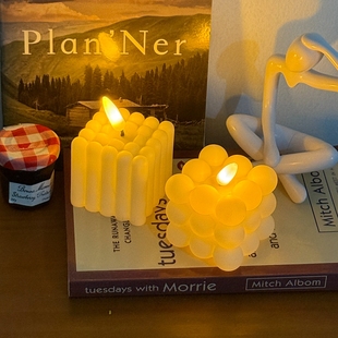 简约创意led仿真火焰蜡烛灯 卧室床头小夜灯装饰氛围灯拍照道具