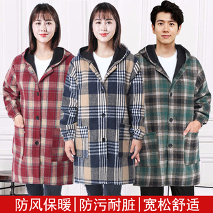 保暖耐脏罩衣成人加绒加厚工作服长袖正穿衣护衣家用厨房围裙外套