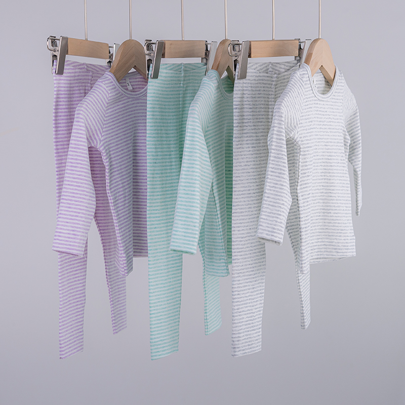 拉波米儿童条纹长袖长裤套装春秋保暖打底春秋裤宝宝睡衣家居服