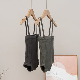 拉波米婴幼儿纯棉针织背带裤春秋款童装打底裤男女宝宝连体短裤子