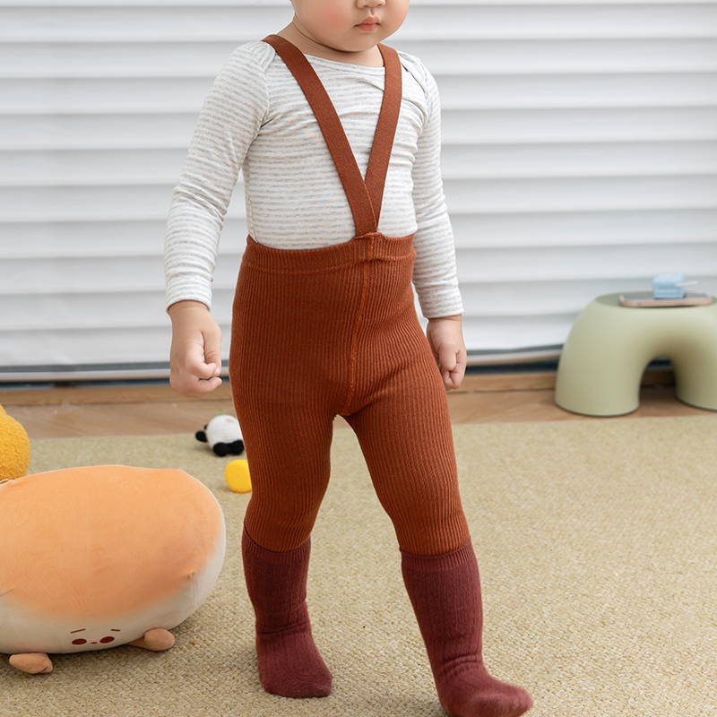 拉波米儿童长袖包屁衣举重裤套装春秋男女宝宝连身衣背带裤两件套