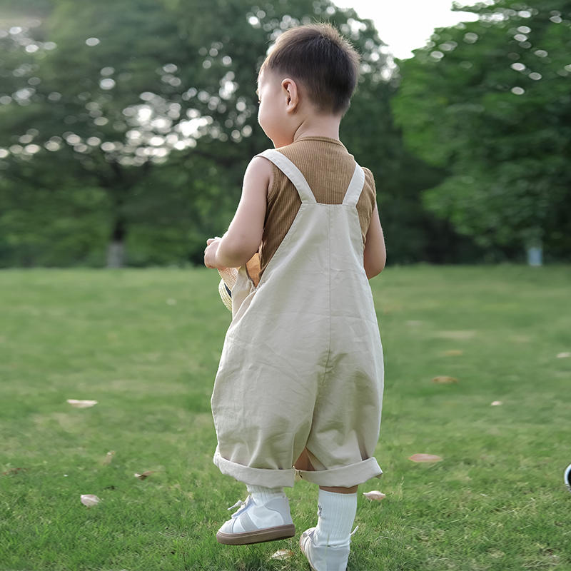 拉波米男童炸街八分背带裤