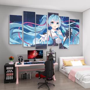网吧电竞脑酒店房间二次元 饰初音未来海报布置贴画 动漫卧室创意装