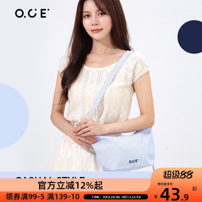 OCE夏季高级感小包包女款清新ins单肩包2026新款宽肩带布包hobo包图片