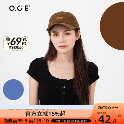 OCE花漾棒球帽刺绣遮阳防晒帽女秋季新款百搭显瘦潮酷鸭舌帽男女
