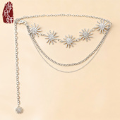 饰配连衣裙子西裤 欧美合金腰链女设计感小众银色链条腰带时尚 装 带