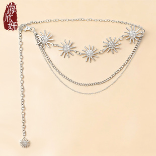 欧美合金腰链女设计感小众银色链条腰带时尚装饰配连衣裙子西裤带