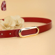 饰配裙牛仔裤 皮带女士真皮头层牛皮本命年红色腰带时尚 高级感装 带