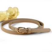 腰带女真皮细头层纯牛皮卡其色针扣皮带配裙装 饰简约百搭韩国裤 带