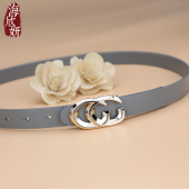 腰带女真皮头层牛皮简约百搭灰色皮带高级感细宽装 饰配裙牛仔裤 带