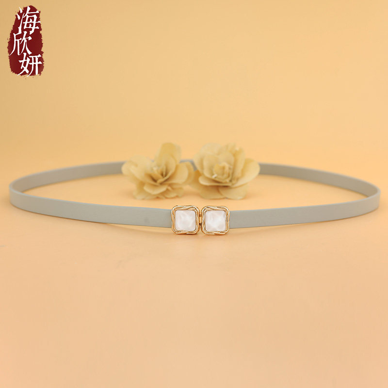 细腰带女真皮头层牛皮灰色高级感皮带时尚咖色百搭装饰配裙子裤带