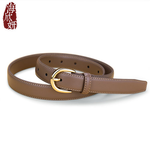 皮带女士真皮牛皮宽腰带针扣简约百搭装饰配裙子牛仔裤带休闲韩版 - 封面