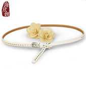 腰带女士真皮休闲百搭头层牛皮打结配连衣裙装 饰细腰链镂空小皮带