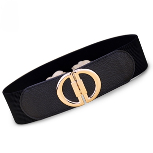 女士宽腰带松紧皮带百搭时尚装饰配毛衣裙羽绒服真皮黑色红色腰封