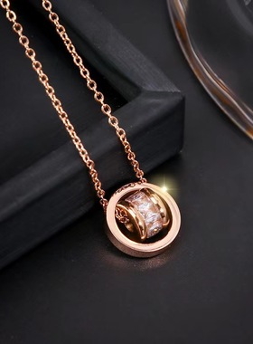 冰晶石大小环小蛮腰项链女轻奢小众高级感设计颈链夏钛钢不掉色锁